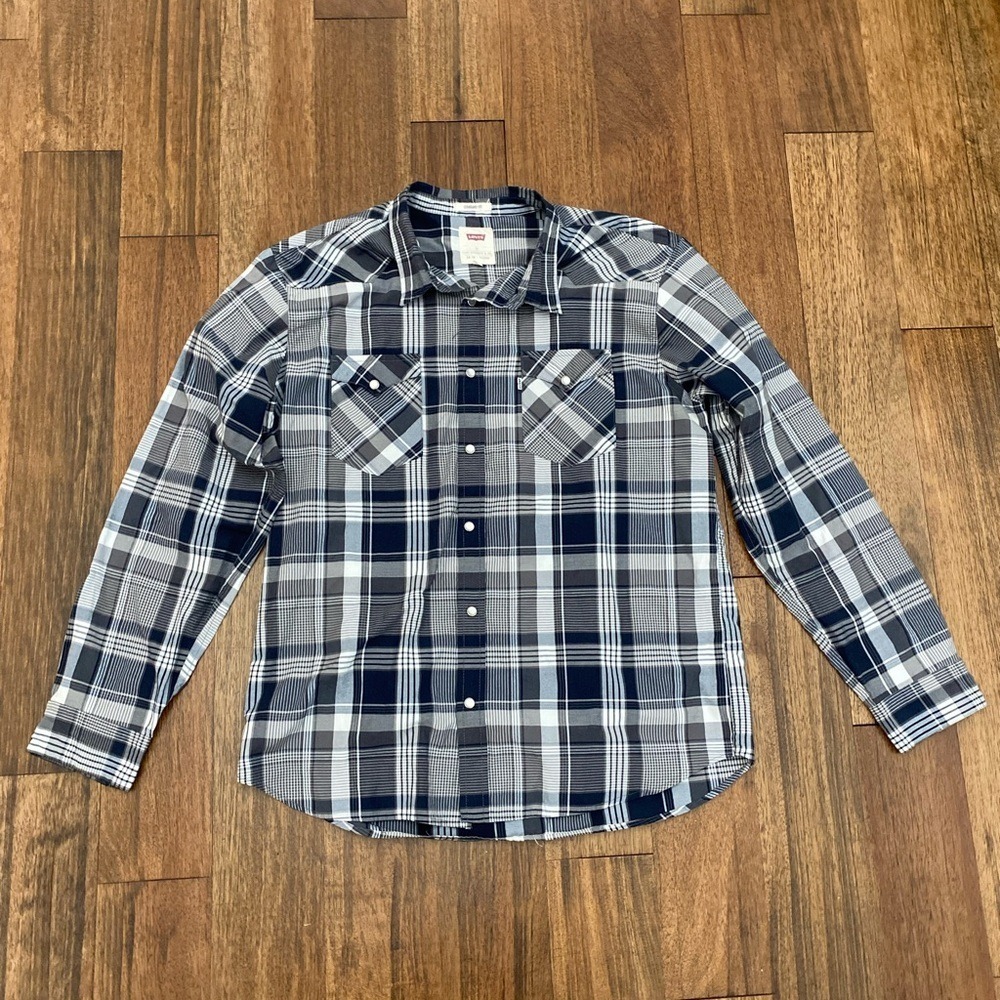 Levi's Pearl Snap Long Sleeve Shirt Mens XL Plaid Western Rodeo Trucker